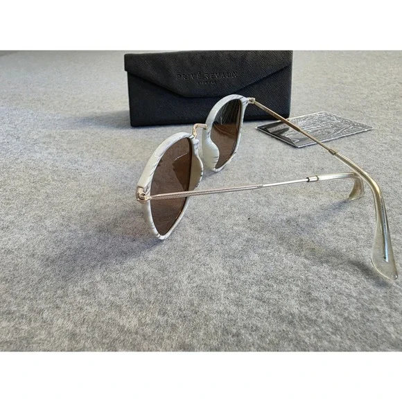 PRIVE REVAUX Sunglasses Polarized Brown Lens White Marble Frame AuthenticityCard - Picture 4 of 7